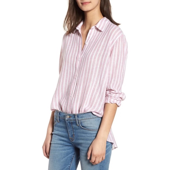 Rails Sydney Rouge Rosegold Lurex Stripe Shirt - Picture 7 of 13